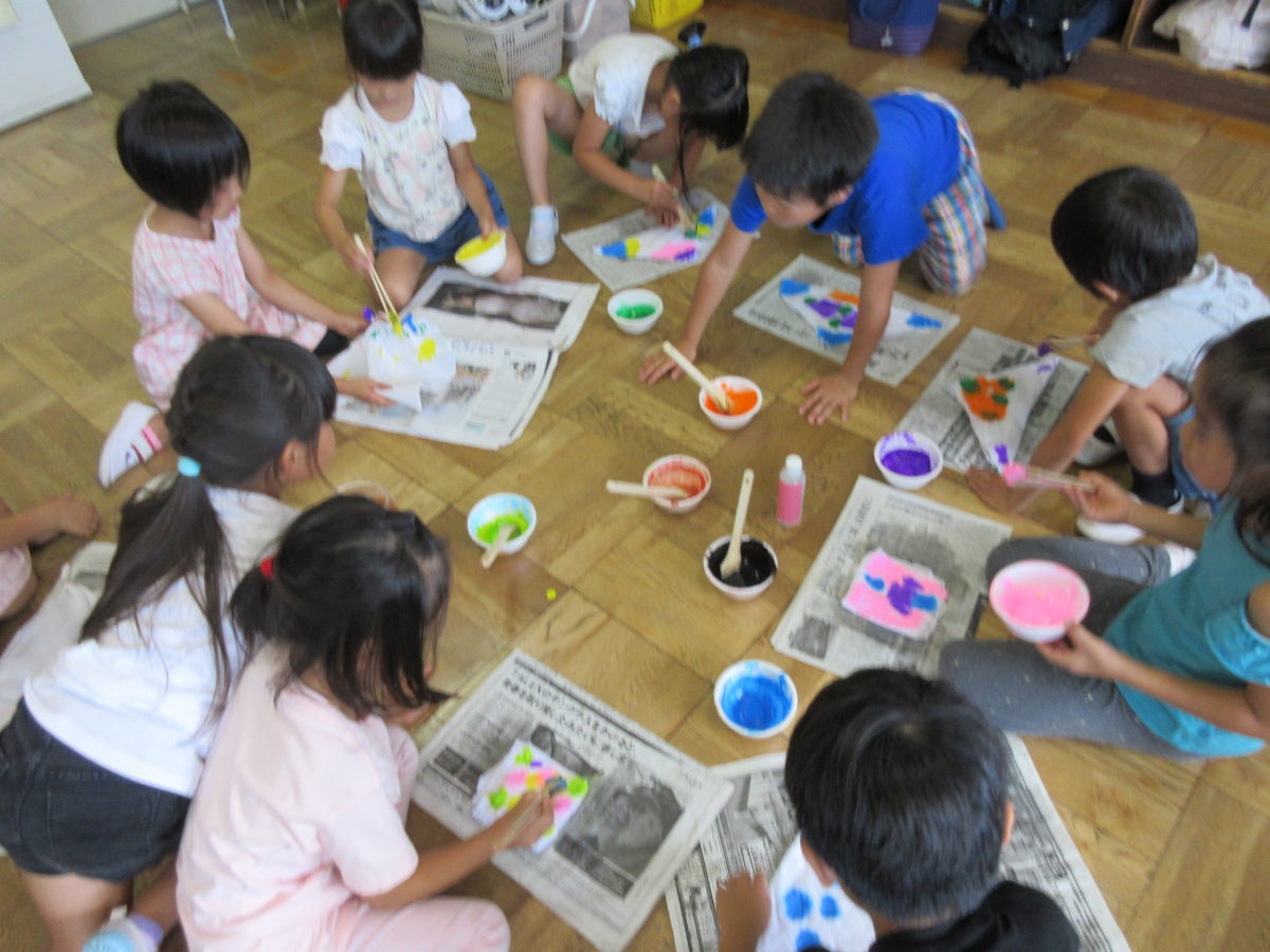 夏休みの工作 オリジナルバンダナ みたか社協 楽道（学童ブログ）